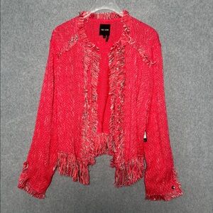Nic + Zoe women’s open front fringe knit blazer NEW WITH TAGS SIZE L